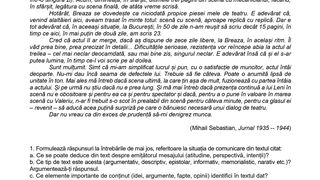 Subiecte Competențe Rom&acirc;nă BAC 2024 - model