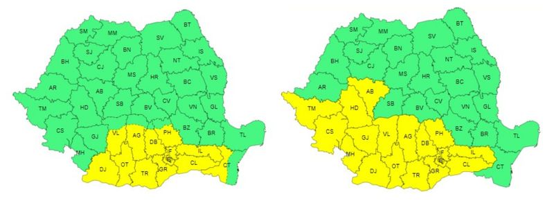 Cod galben de caniculă pe 17 și 18 iunie 2024