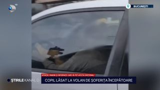 VIDEO Copil lăsat la volan de o șoferiță &icirc;ncepătoare! Momentul a avut loc &icirc;ntr-una dintre cele mai mari intersecții din București