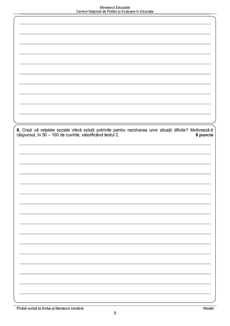 Model subiecte Romana Evaluare Nationala 2024 -pag 5