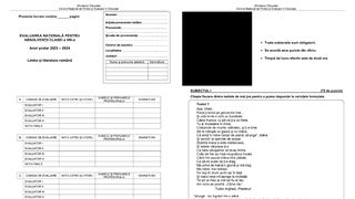 Model pentru subiectele la Rom&acirc;nă - Evaluare Națională 2024