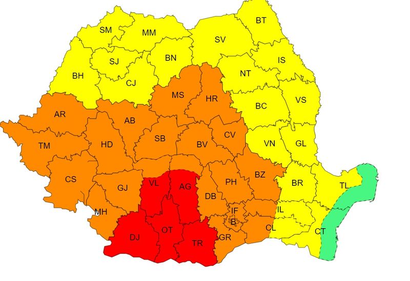 canicula, meteorologi, cod rosu, cod portocaliu 