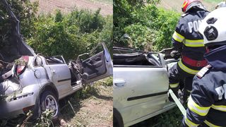 Accident cumplit în Vâlcea. Un bărbat și o femeie au murit pe loc, după ce s-au răsturnat cu mașina în șanț