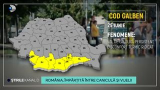 VIDEO Rom&acirc;nia este &icirc;mpărțită &icirc;ntre caniculă și vijelii!