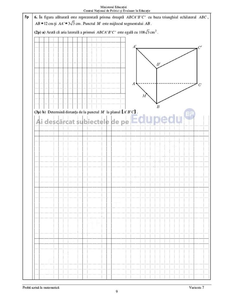 Edu.ro Subiecte Matematică Evaluare Națională 2024 pag 8