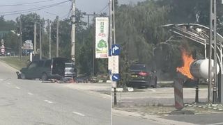 Stație GPL, în flăcări după un accident rutier grav. Pericol de explozie ca la Crevedia