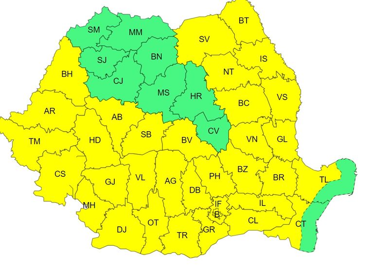 cod galben, meteorologi, atentionare ploi, vijelii, canicula 