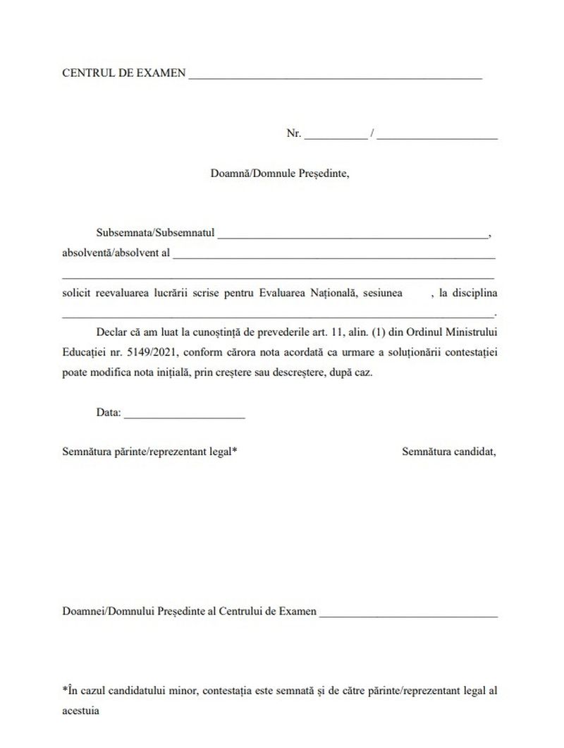 Cerere contestații Evaluare Națională 2024 - model format JPG