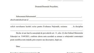 Cerere contestații Evaluare Națională 2024 - model format JPG