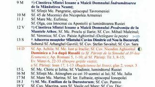Calendar ortodox pentru luna iulie 2024