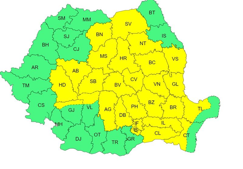 ploaie torentiala, meteorologi, cod galben, canicula 