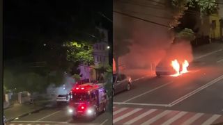 VIDEO Mașină electrică acoperită de flăcări! Pompierii au intervenit de urgență