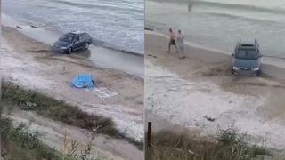 VIDEO Cu mașina până în buza mării! Ce amendă riscă șoferul?