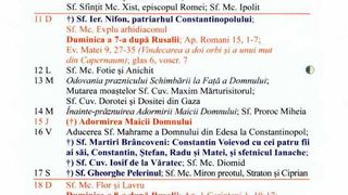 Calendar ortodox pentru luna august 2024