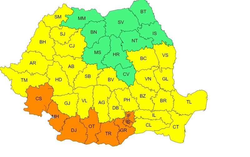 canicula, cod galben, anm, cod portocaliu 