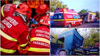 Mașină zdrobită de TIR, pe centura orașului Drobeta Turnu-Severin. Doi tineri au murit pe loc