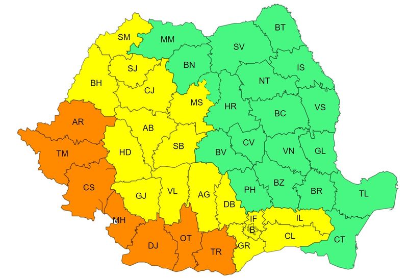 Codul portocaliu se extinde și joi, 15 august