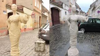 VIDEO Statuia de pe Strada Sforii din Brașov a fost distrusă complet! Autoritățile caută făptașii