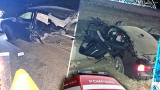 Accident cu victime multiple, pe centura municipiului Târgu Jiu. Un bebeluș de 9 luni se afla într-una dintre mașinile care s-a rupt pe jumătate