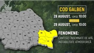 VIDEO Cod galben de ploi și v&acirc;nt! C&acirc;t va dura această atenționare?