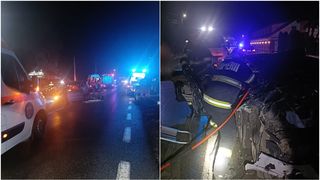 O femeie și un copil, încarcerați între fiarele mașini, pe E85. Imagini dezastruoase de la locul accidentului