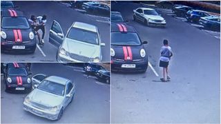 Momentul în care un bărbat a fost răpit în miezul zilei, dintr-o parcare din Timișoara. Un individ l-a băgat cu forța în mașină