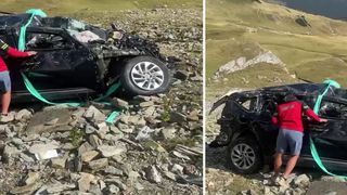 VIDEO Motivul ireal pentru care un bărbat din Alba s-a sinucis. A sărit cu mașina într-o prăpastie de pe Transalpina