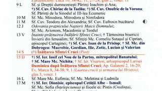 Calendar ortodox septembrie 2024