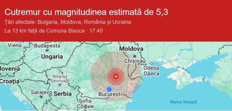 Cutremur în România, luni la ora 17,40