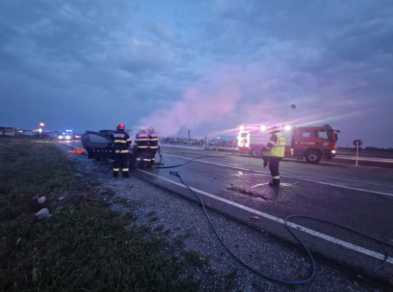 incendiu satu mare, sofer beata, masina in flacari 