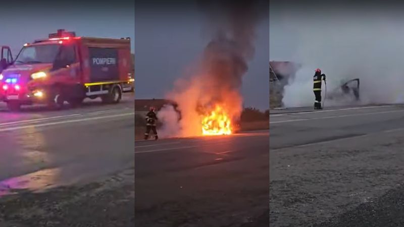 incendiu satu mare, sofer beata, masina in flacari 