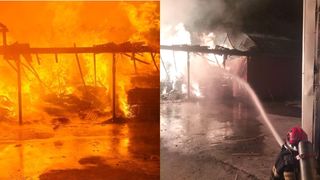 Incendiu uriaș la o fabrică de sicrie