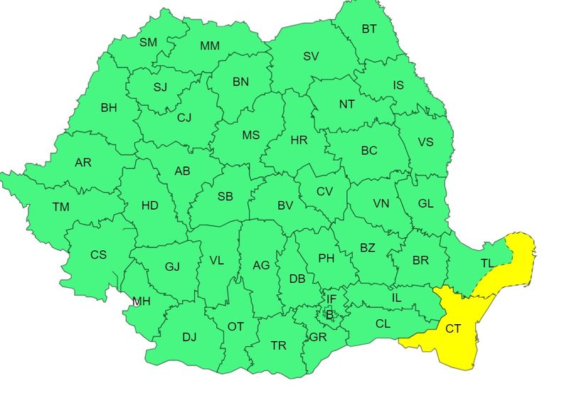 cod galben ploi, vant puternic, atentionare meteo 