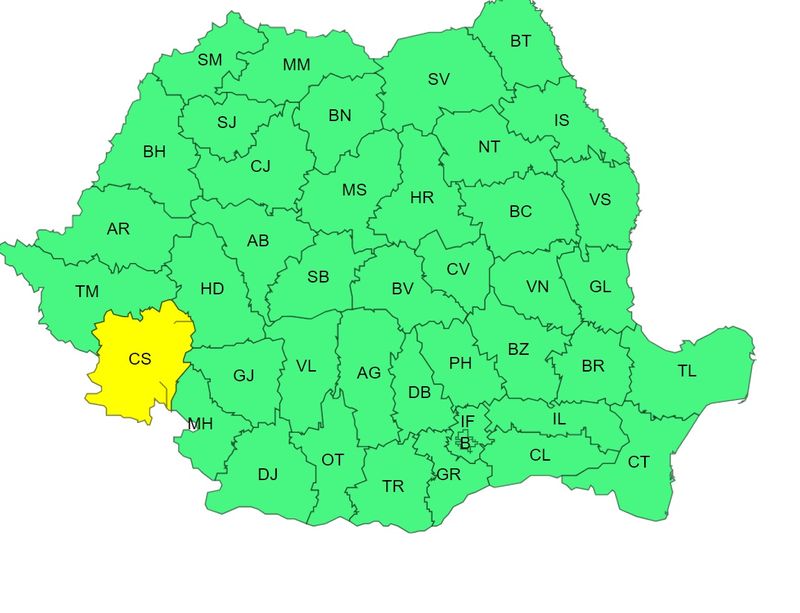 cod galben, vijelii, vant puternic 