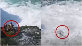 VIDEO Un tânăr de 20 de ani a fost înghițit de un val gigantic - Momentul șocant a fost filmat