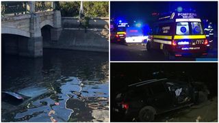 Un șofer a plonjat cu mașina în râul Dâmbovița, la ieșirea din Capitală. Ce au descoperit polițiștii când l-au dus la Institutul de Medicină Legală