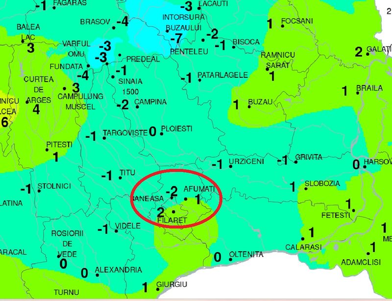 Temperatura resimțită, vineri la ora 7.00
