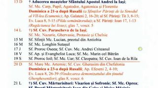 Calendar ortodox octombrie 2024