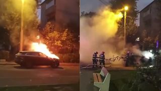 VIDEO Mașină parcată, cuprinsă de flăcări în Baia Mare! De la ce ar fi pornit totul?
