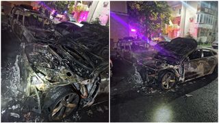 VIDEO Patru mașini făcute scrum, într-o parcare din Arad! Mai multe autoturisme au fost afectate de flăcări