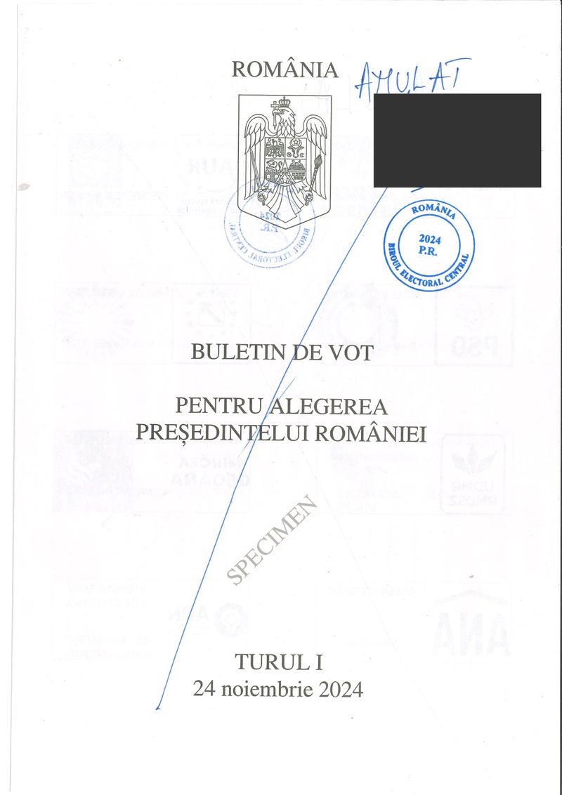 Buletinul de vot la alegerile prezidențiale din 24 noiembrie 2024