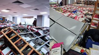 Clipe de panică la Tribunalul București! Mai multe rafturi s-au prăbușit peste o grefieră. Femeia a fost rănită