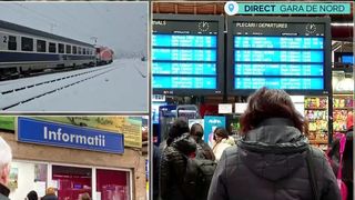 VIDEO Trenuri cu sute de minute întârziere