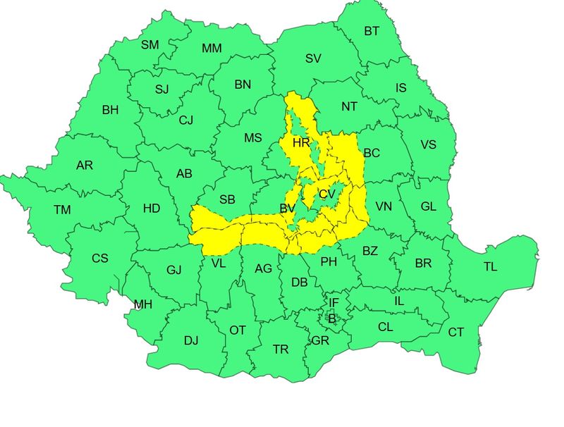 cod galben zapada, harta anm, avertisment 