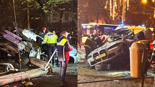 VIDEO Momentul accidentului din Ploiești, în care doi tineri au pierit. Mașina în care se aflau a intrat în plin într-un stâlp