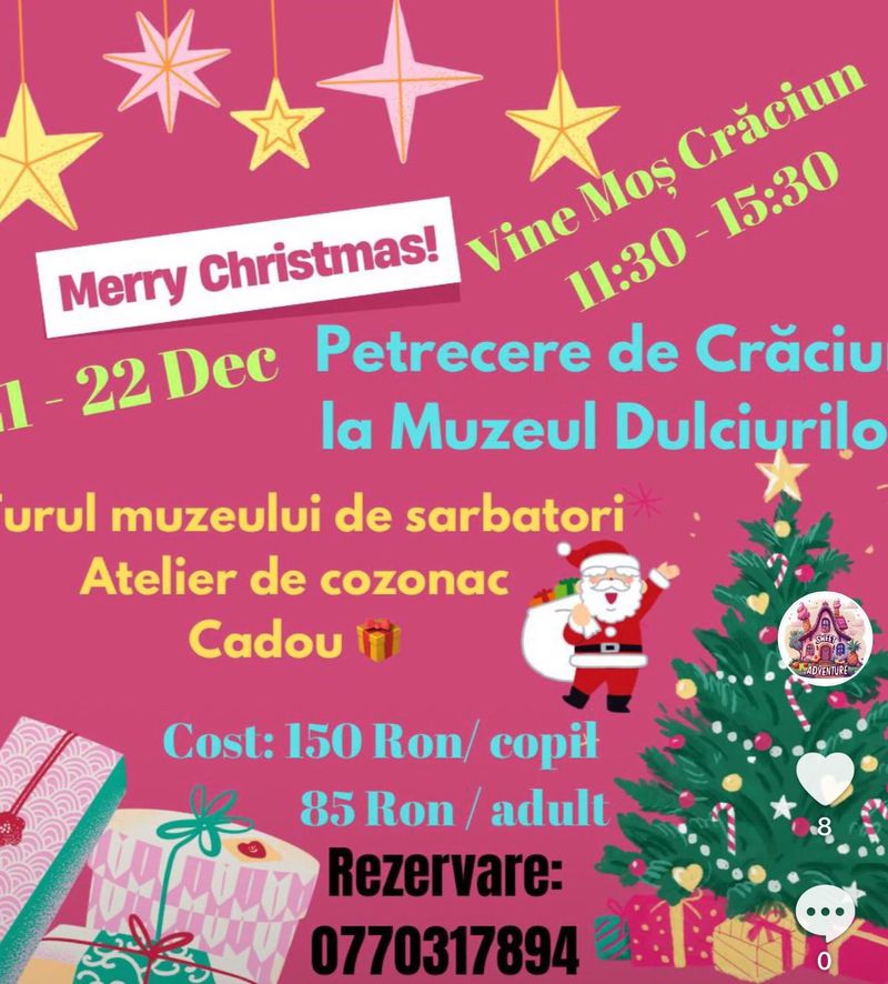 Super petrecere de Crăciun pe 21 - 22 Decembrie la Sweet Adventure.