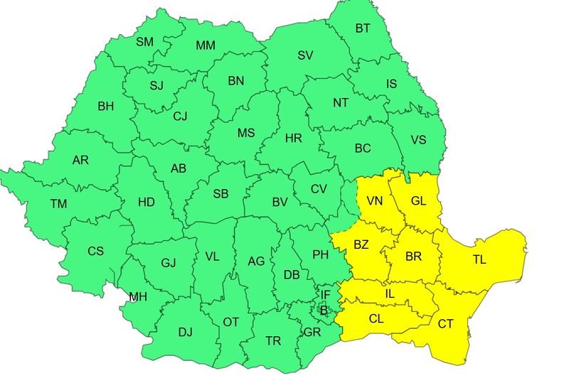cod galben zapada, harta anm, avertisment 