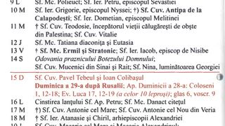 Calendar ortodox ianuarie 2025