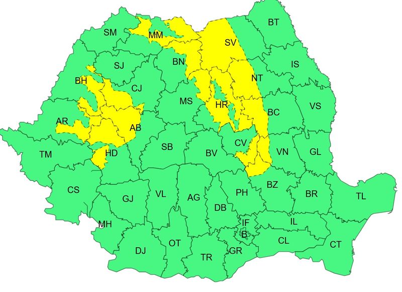 cod galben ploi, vant puternic, atentionare meteo vreme rea 