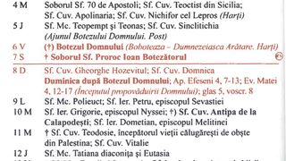 Calendar ortodox ianuarie 2025